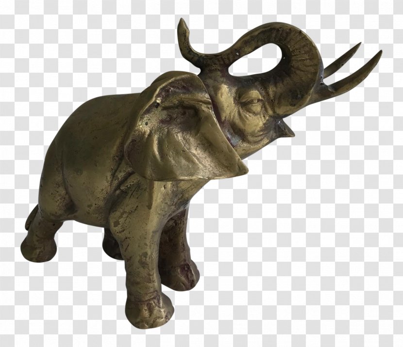 Indian Elephant African Bronze Sculpture Cattle - Figurine Transparent PNG
