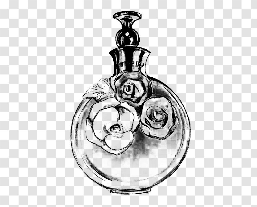 Glass Bottle Black & White - Jewellery - M Sketch Silver Perfume Transparent PNG