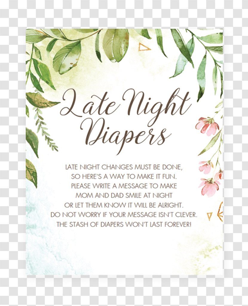 Baby Shower Infant Garden Diaper Gift - Game - Watercolor Transparent PNG