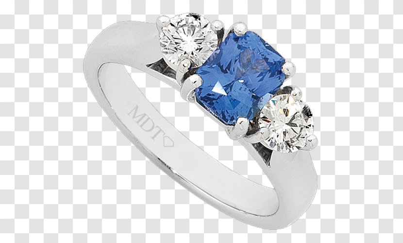 MDTdesign Diamond Jewellers Sapphire Ring Blue - Silver Transparent PNG