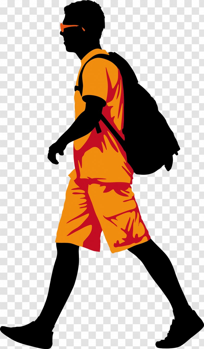 Man Clip Art - Recreation - A Walking With Satchel On His Back Transparent PNG