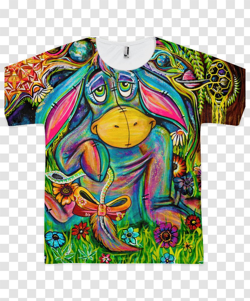 T-shirt Eeyore All Over Print Visual Arts Canvas - Sleeve - Mockupmandala Transparent PNG