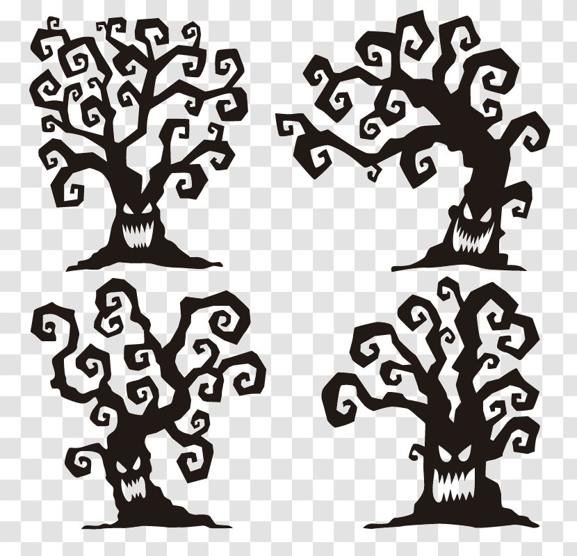 Halloween Wall Decal Interior Design Services Christmas Decoration - Tree - Horror Withered Vector Transparent PNG