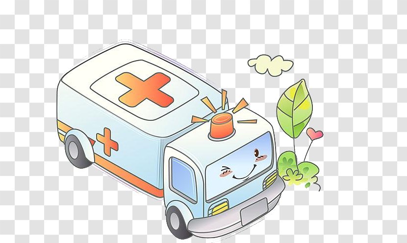 Ambulance Cartoon Illustration - Copyright - Hand Painted Transparent PNG