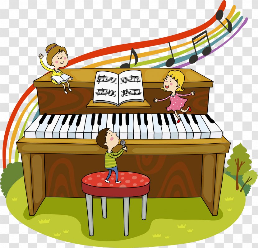 Player Piano Cartoon Musical Keyboard - Silhouette - Wooden Transparent PNG