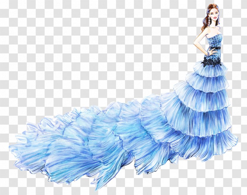 Gown Dress Fashion Illustrator Illustration - Idea - Beautiful Hand-painted Blue Wedding Transparent PNG