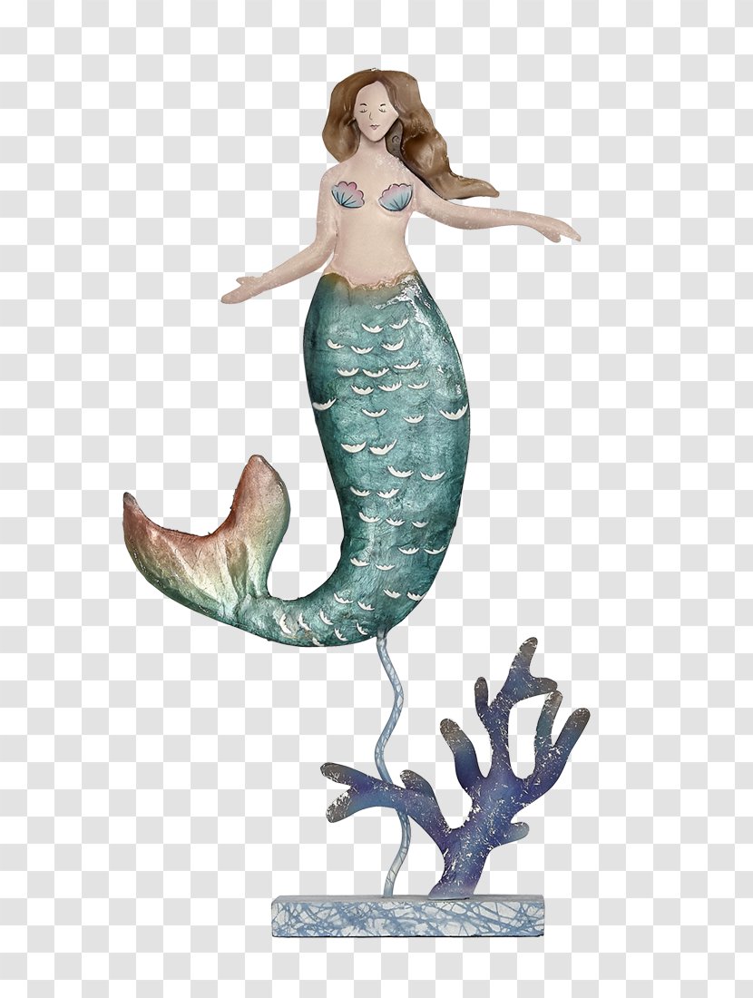 Mermaid Figurine Miniature Seashell Beach - Art - Painted Garlands Transparent PNG