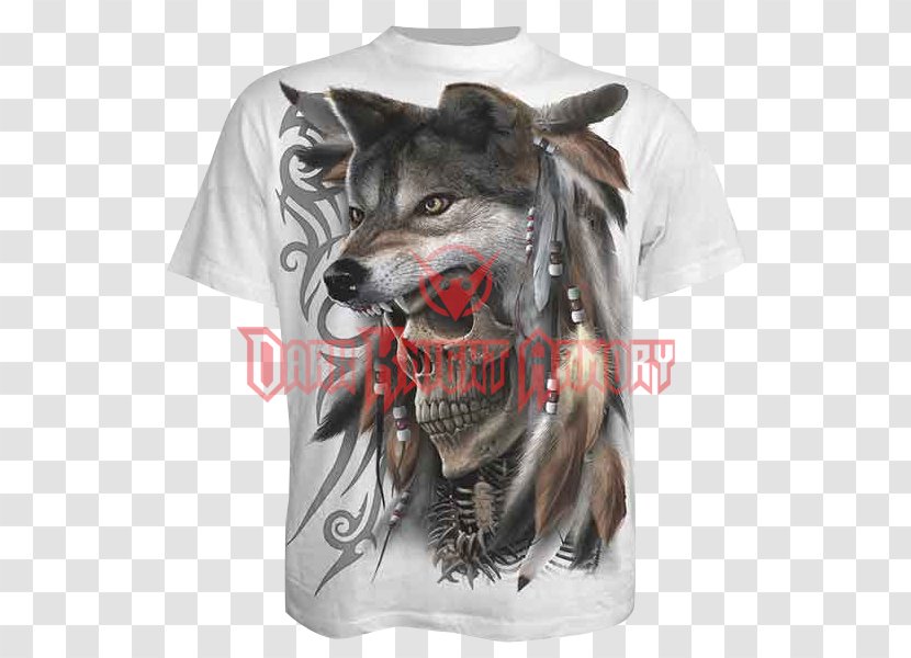 T-shirt Art Fantasy Gray Wolf - Calavera Transparent PNG