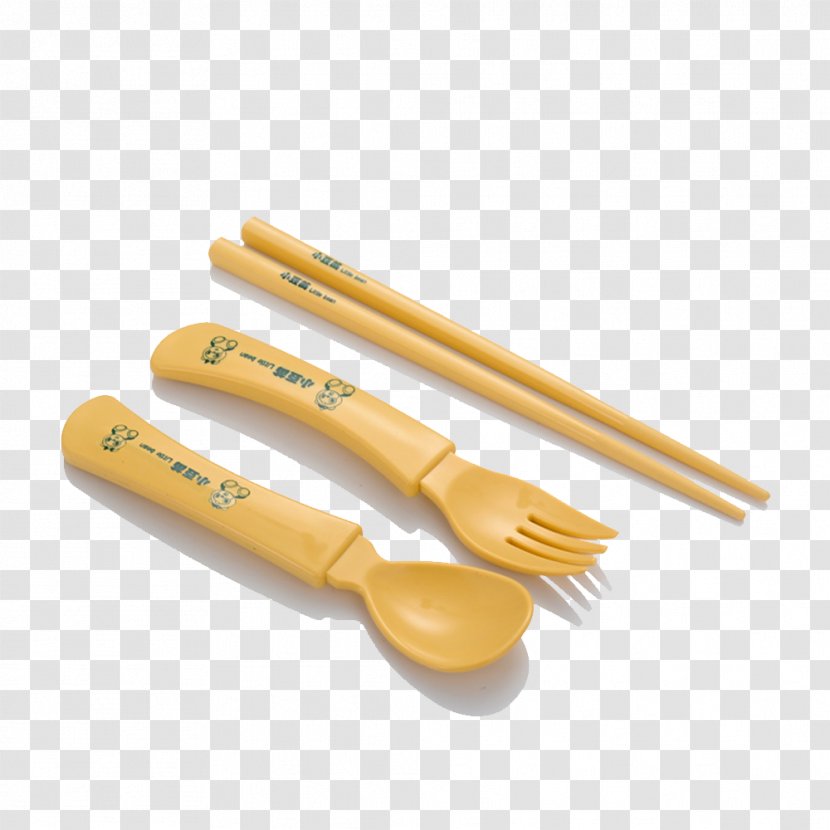 Wooden Spoon Knife Fork Chopsticks - Yellow - And Transparent PNG