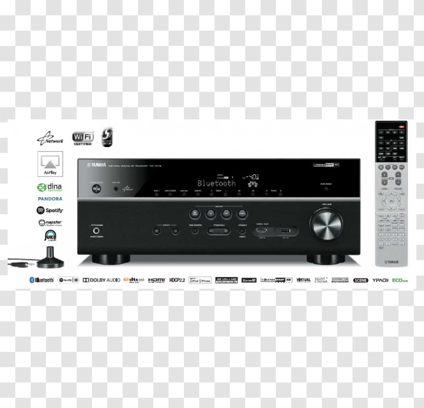 AV Receiver Yamaha RX-V679 Corporation Loudspeaker Home Theater Systems - Multimedia - Avó Transparent PNG