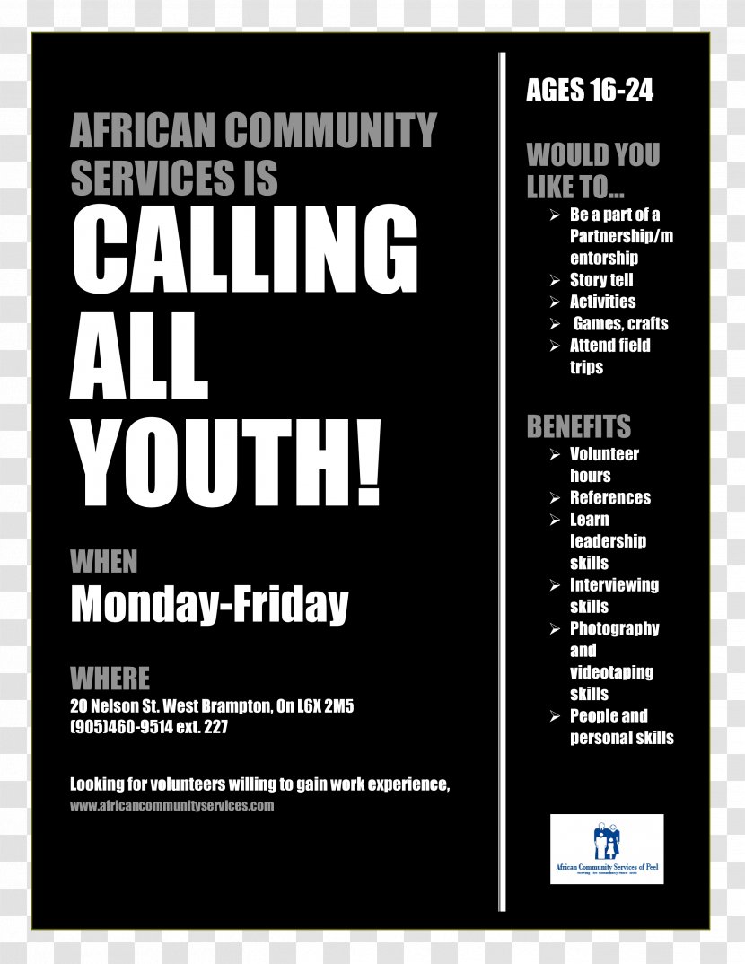 African Community Services Of Peel Poster - Text - Callingallyouth Transparent PNG