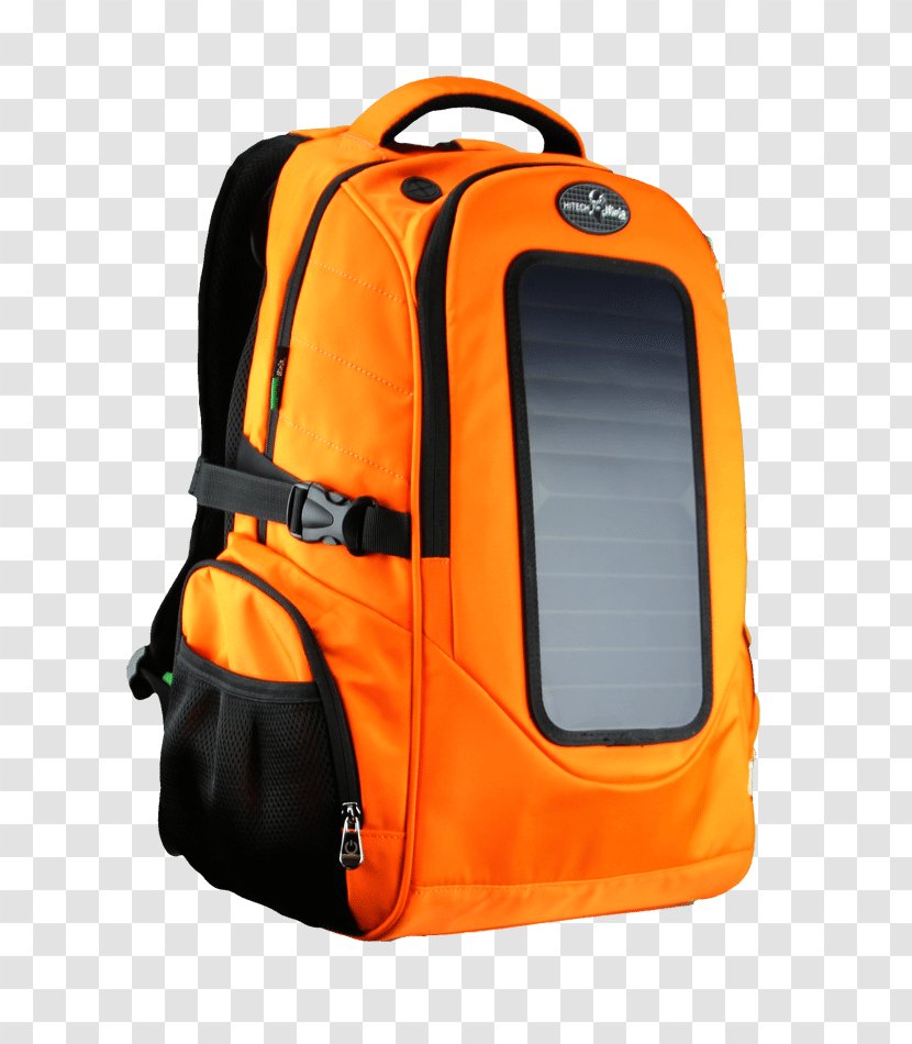 Solar Backpack Bag Panels Power - Orange - Hitech Transparent PNG