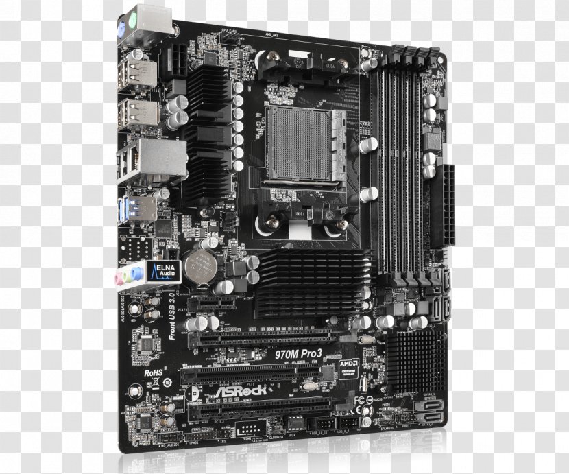 ASRock 970M Pro3 Motherboard MicroATX CPU Socket AM3 - Computer Cooling - Microatx Transparent PNG