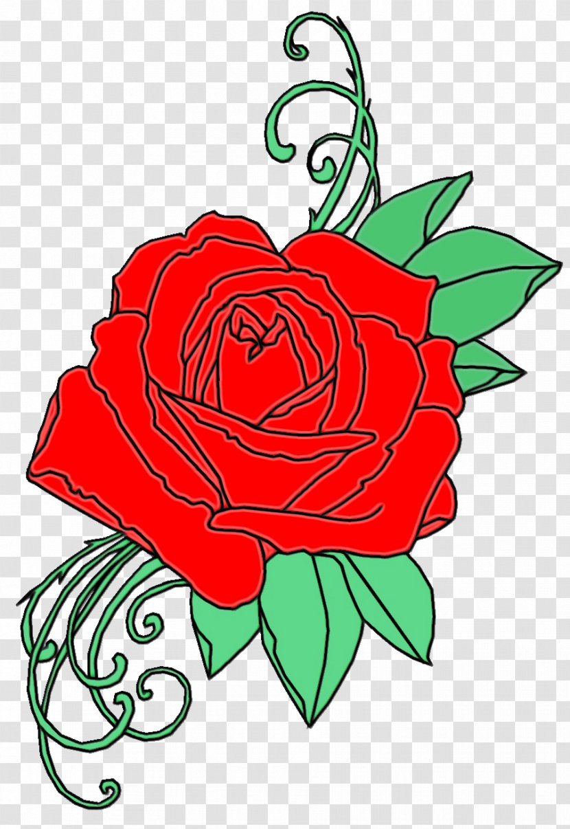 Flower Line Art - Plants - Flowering Plant Hybrid Tea Rose Transparent PNG