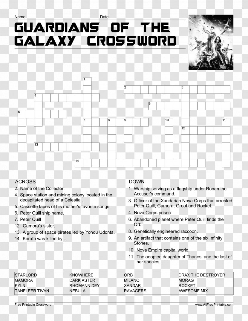 Word Search Crossword Puzzle Game - Justice League - Guardians Of The Galaxy Rocket Transparent PNG