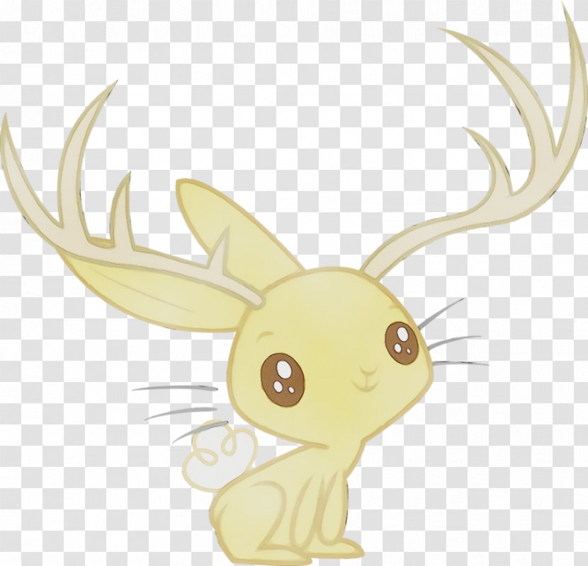Head Cartoon Deer Horn Antler - Tail Yellow Transparent PNG