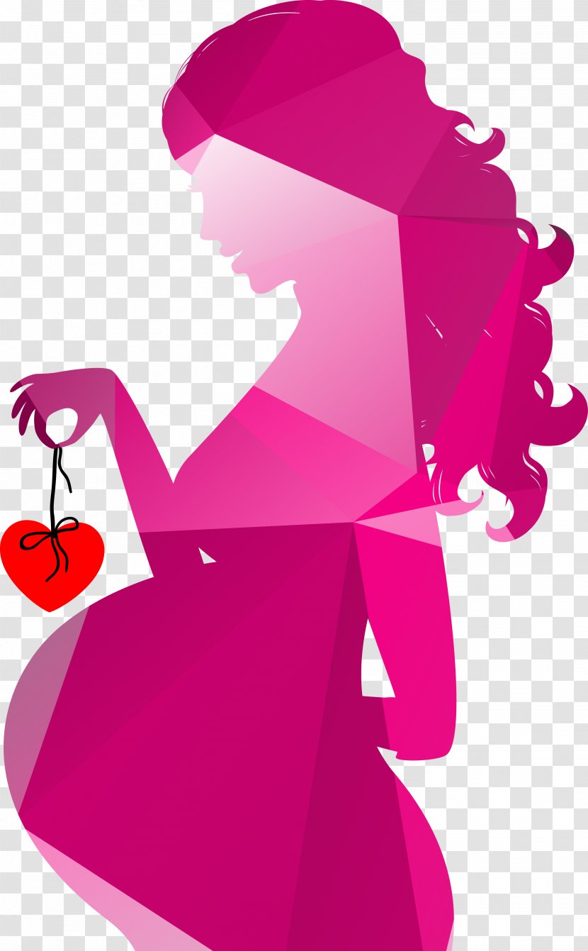 Silhouette Pregnancy Royalty-free Clip Art - Magenta - Colorful Geometric Pregnant Women Transparent PNG