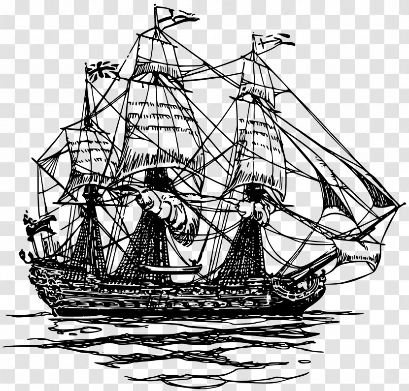 Drawing Ship Of The Line Sailing Clip Art Transparent PNG