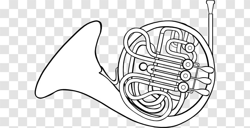 French Horns Drawing Clip Art - Flower - How To Draw A Horn Transparent PNG