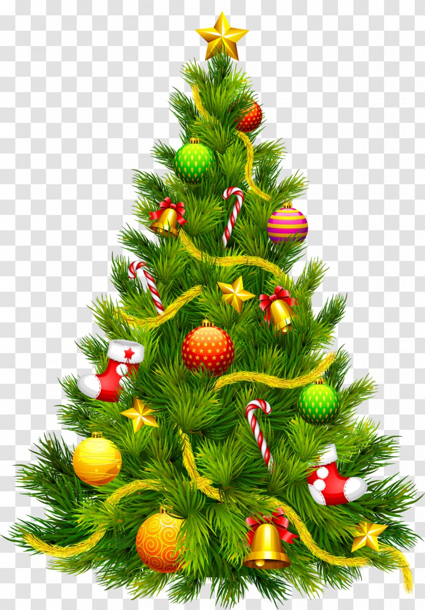 Christmas Tree Santa Claus Candy Cane Clip Art - Fir-tree Transparent PNG