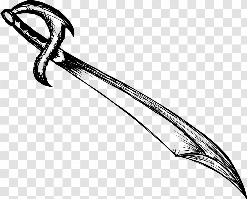 Larp Axe Sword Drawing Line Art - Black And White - Drawn Transparent PNG