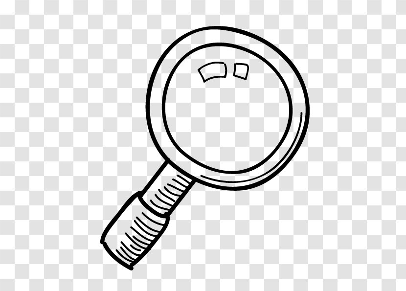 Magnifying Glass Cartoon - Text - Vector Black And White Transparent PNG