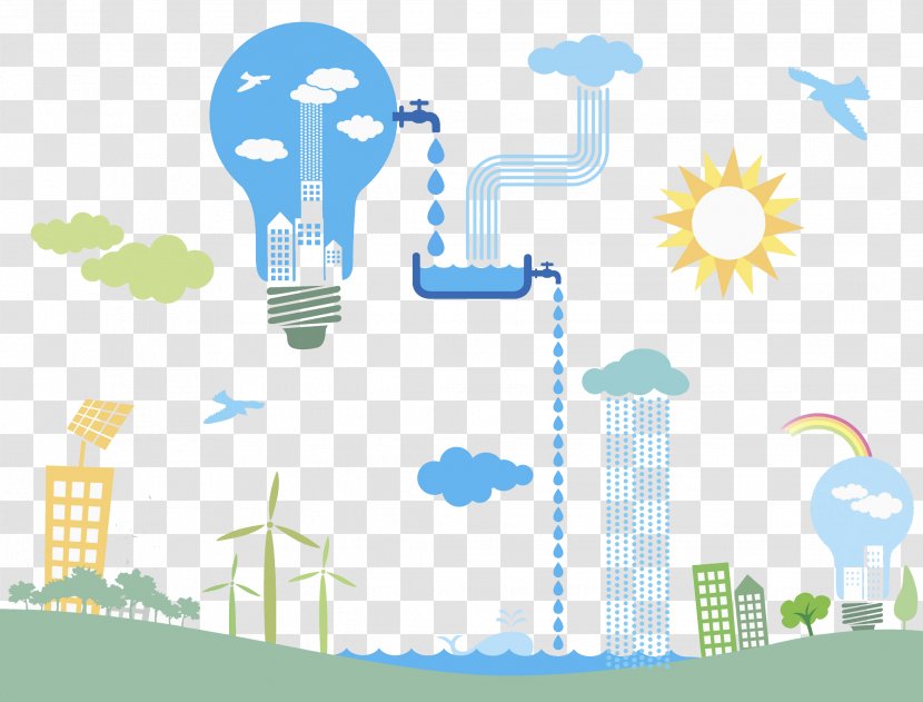 Wind Farm Renewable Energy Illustration - Resource - Blue Light Bulb Transparent PNG