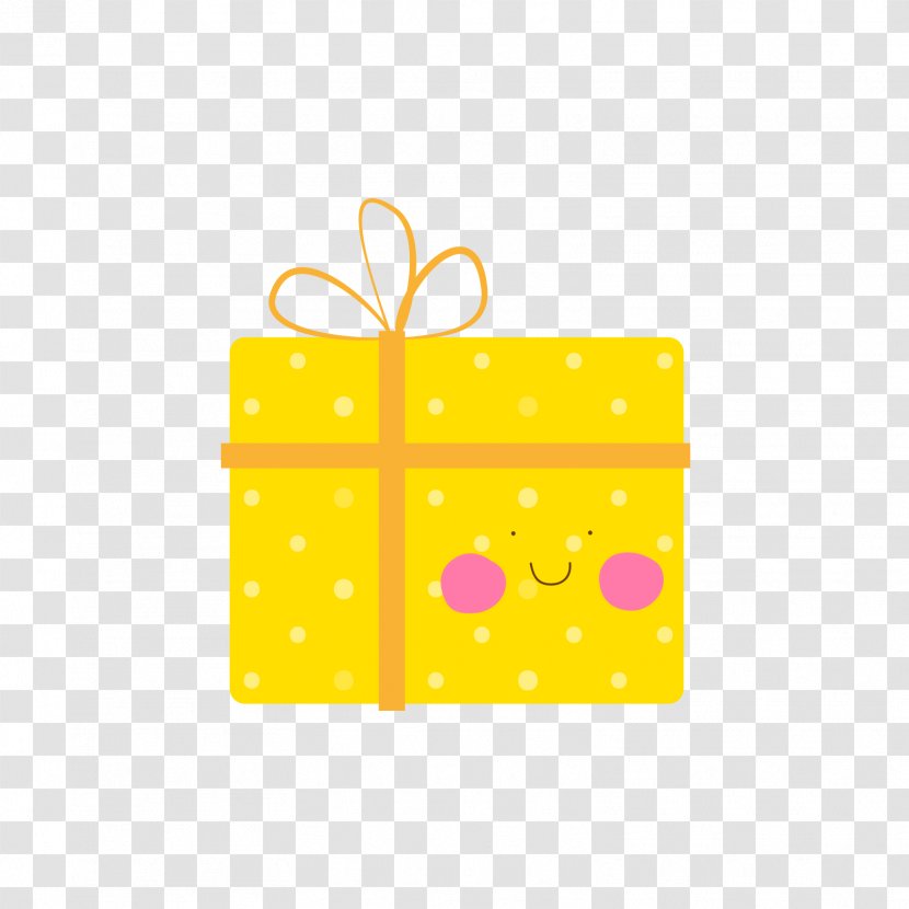 Yellow Drawing Cartoon Animation - Smiling Face Gift Box Transparent PNG