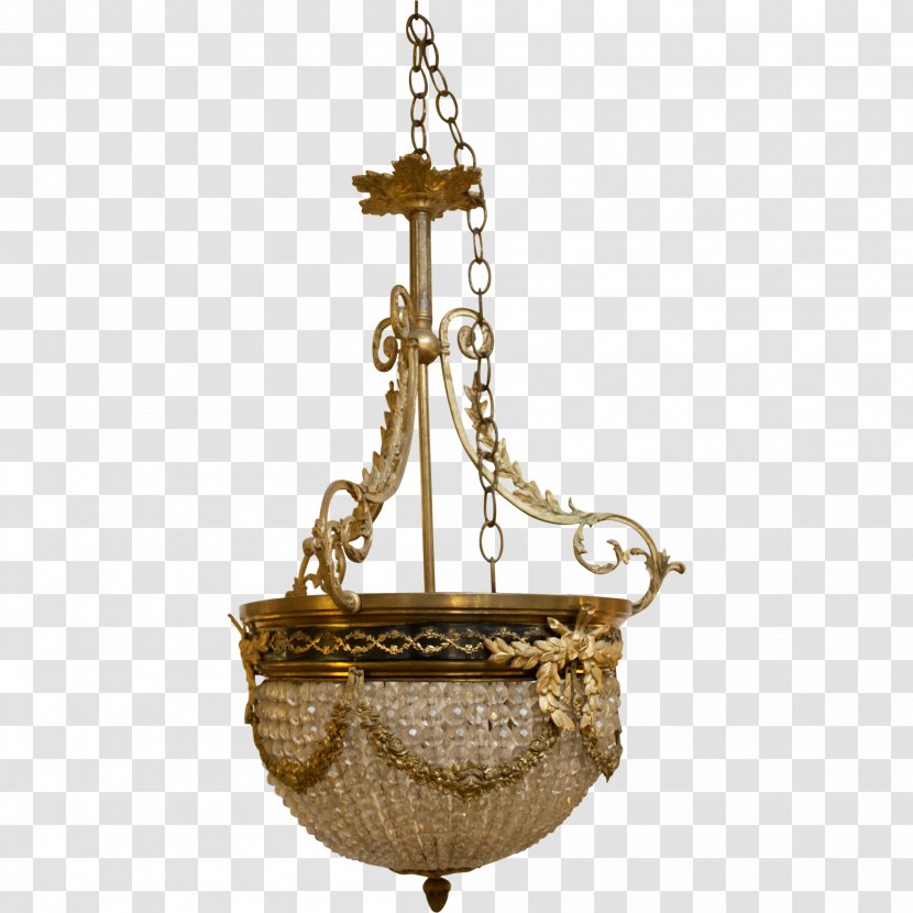 Petite Size 19th Century Second French Empire Chandelier Brass - Ceiling Fixture Transparent PNG