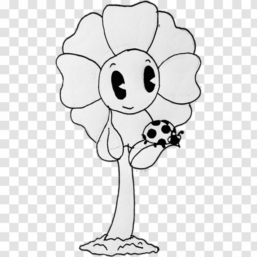 Floral Design Line Art Drawing Clip Illustration - Cartoon - Cuphead Transparent PNG