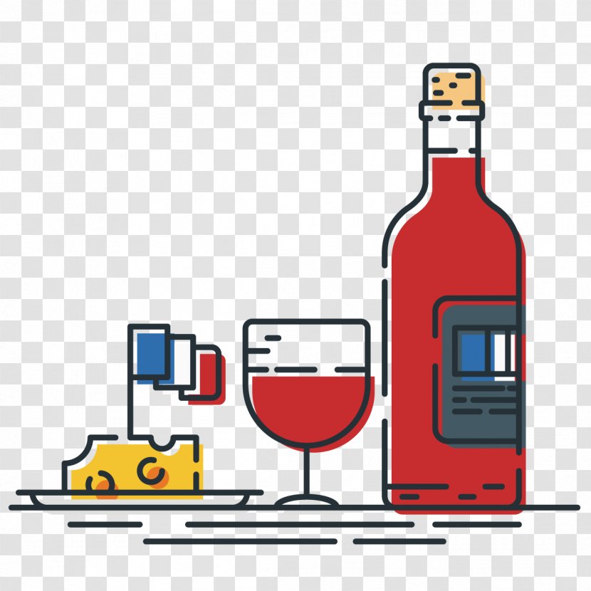 Red Wine Bottle - Glass - Vector Transparent PNG