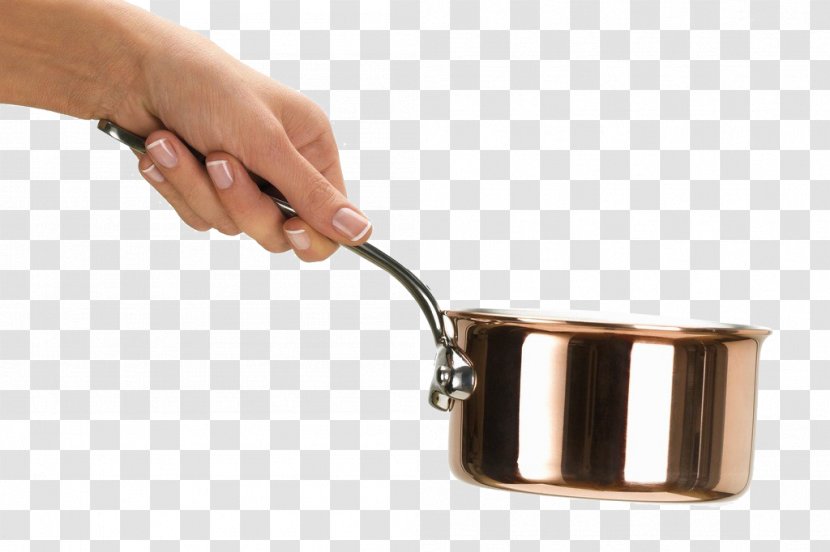 Copper Crock Stock Pot Frying Pan - Hand Holding Milk HD Picture Transparent PNG