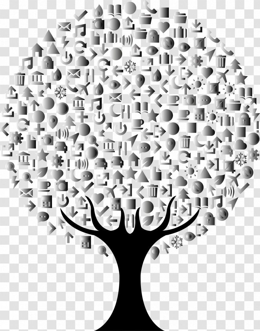 Grayscale Black And White Tree Abstract Art - Monochrome Transparent PNG