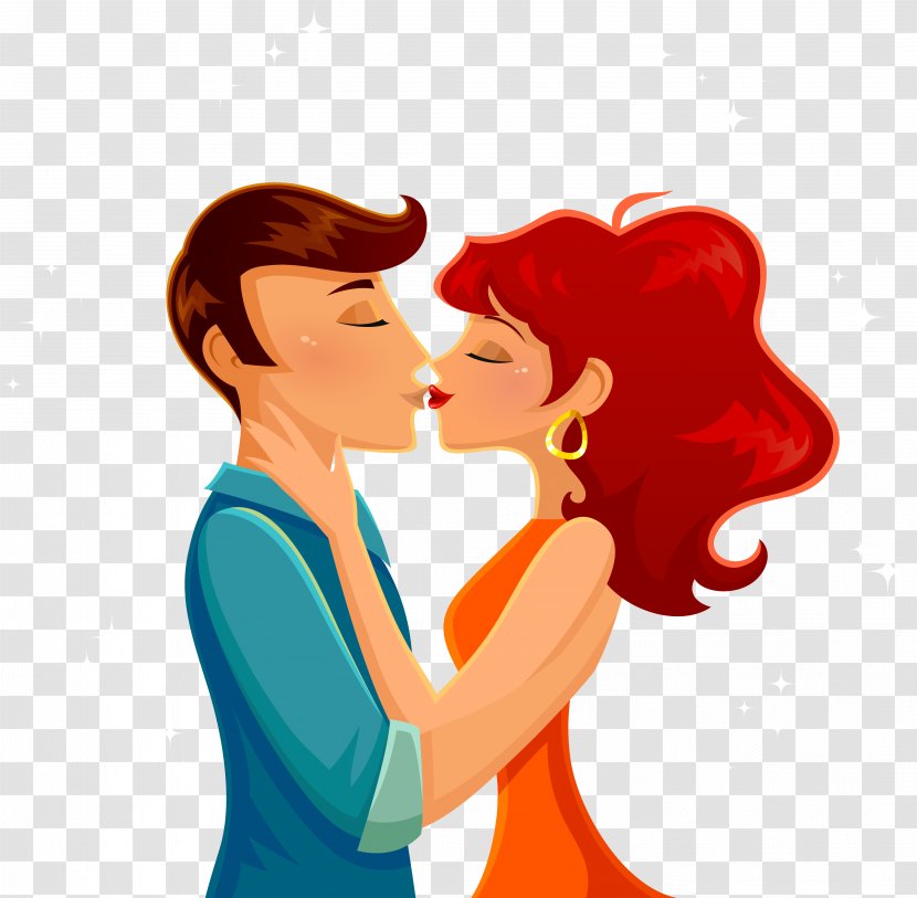 Kiss Cartoon Romance Illustration - Kissing Couple Transparent PNG