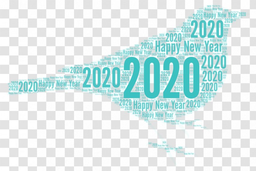 Happy New Year 2020 Text - Logo - Teal Turquoise Transparent PNG