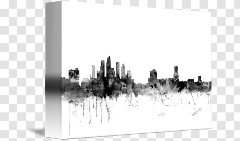 Tampa Skyline Art Canvas Print Cityscape - Monochrome Photography - Florida Transparent PNG