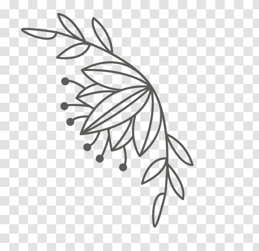 Lovebird Plant Stem Clip Art - Black And White - Lovebirds Transparent PNG