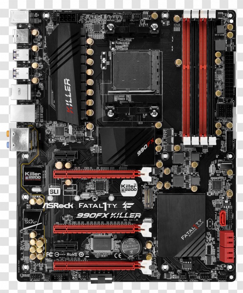 Motherboard ASRock Fatal1ty 990FX Killer AMD 900 Chipset Series - Electronic Device - Line And Length Transparent PNG