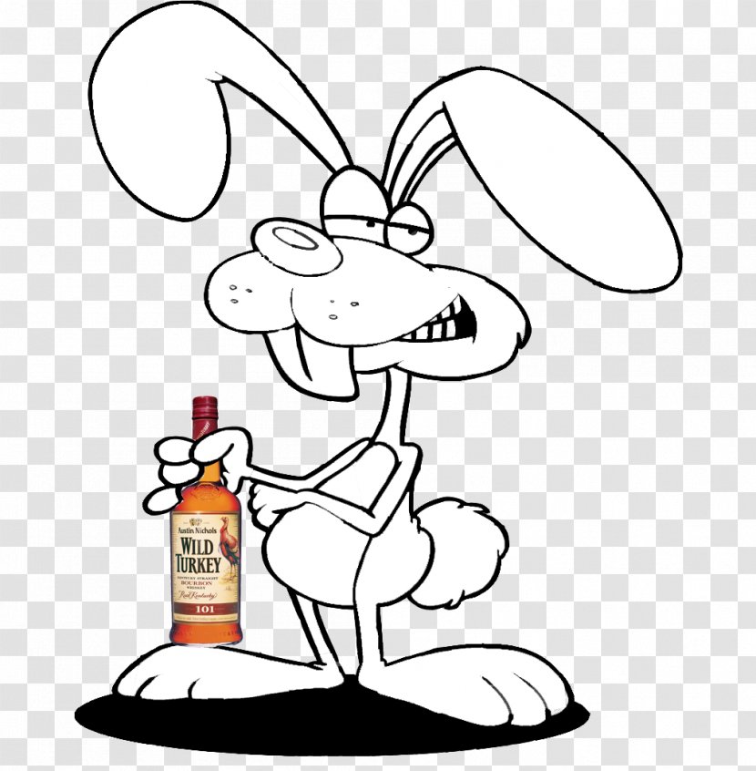 Easter Bunny White Rabbit Line Art Clip - Plant - Drunk Clipart Transparent PNG