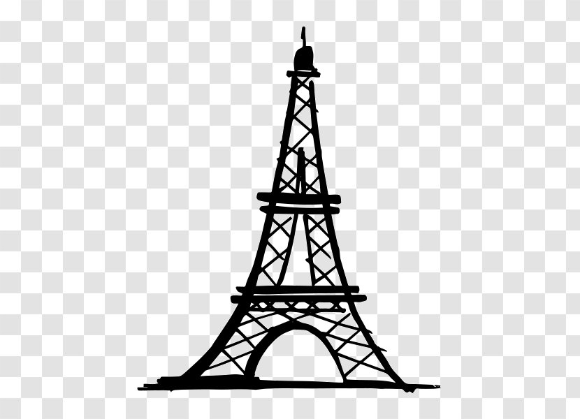 Eiffel Tower Drawing Phonograph Record Painting - Monochrome Photography Transparent PNG