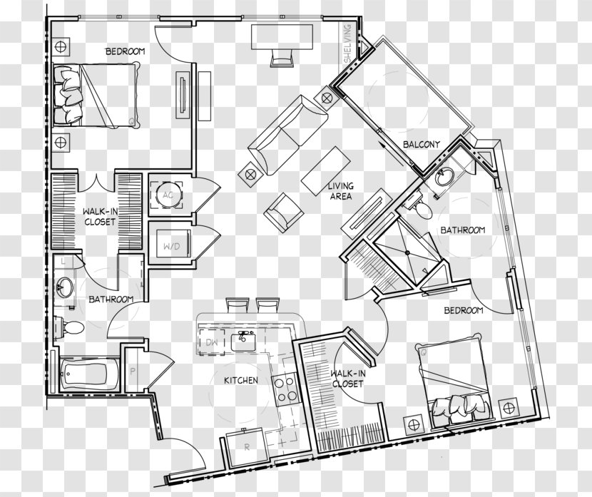 Floor Plan Centric Gateway Apartments Technical Drawing - Food - 2D Transparent PNG