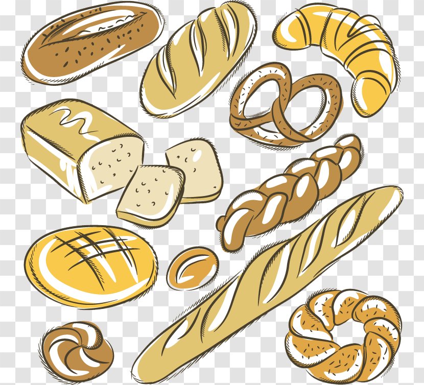 Bakery Baguette Croissant Rye Bread Drawing - Loaf - Hand-painted Transparent PNG