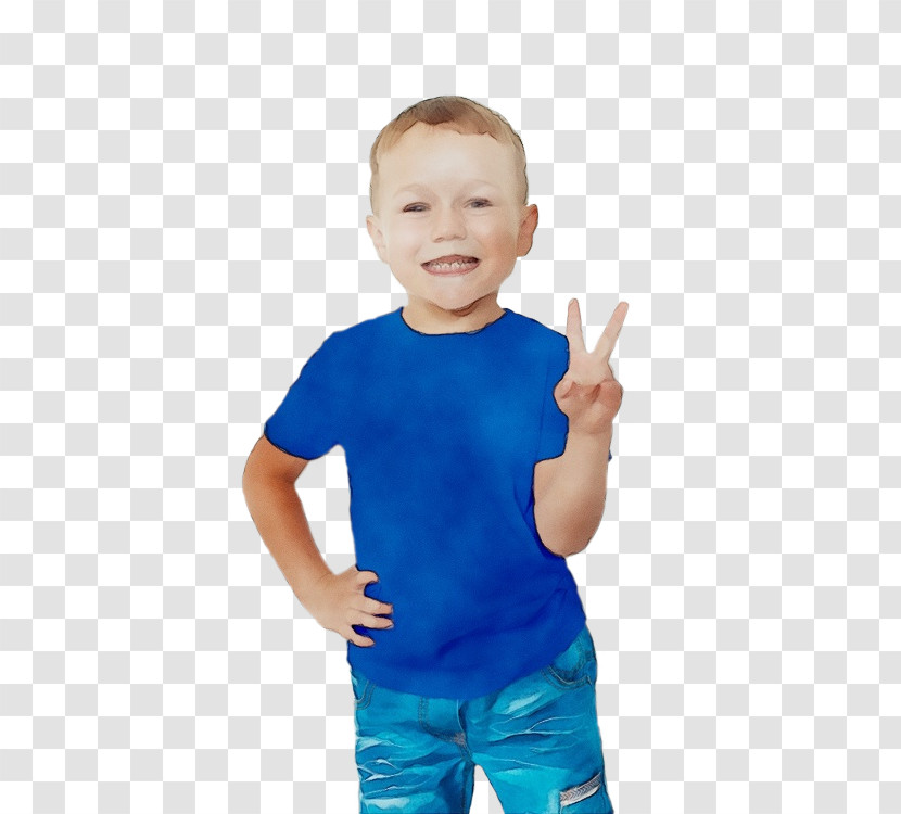 Blue Child Turquoise Sleeve T-shirt Transparent PNG