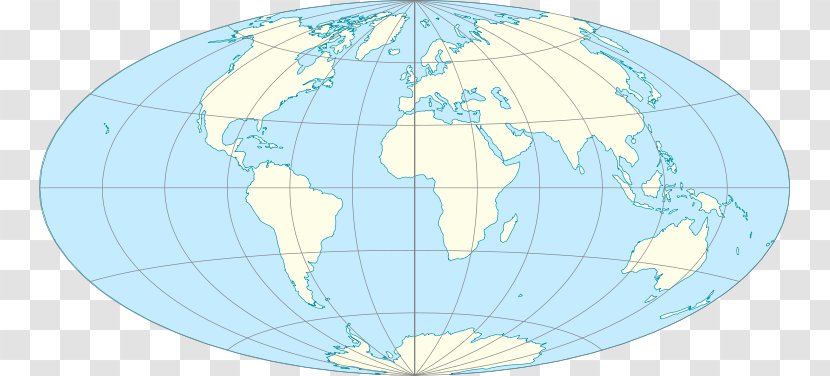 Globe World Aitoff Projection Map Hammer - Water Transparent PNG