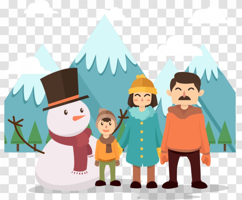 Winter Snowman Clip Art - A Family Of Three And Photo Transparent PNG