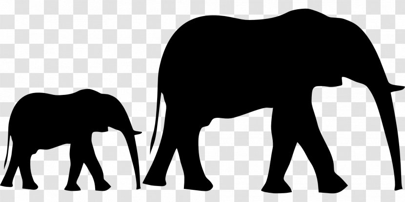 Elephant Silhouette Clip Art - Elephants And Mammoths - Animal Silhouettes Transparent PNG
