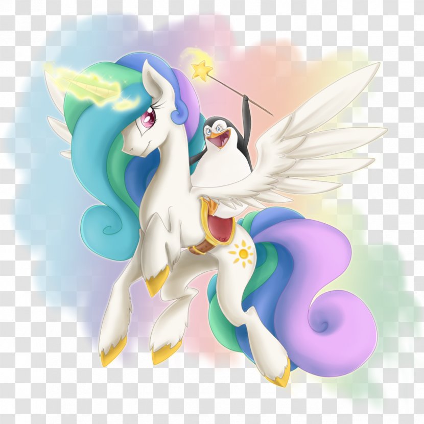 Pony Penguin Princess Celestia Madagascar The Magic Of Friendship - Cartoon Transparent PNG