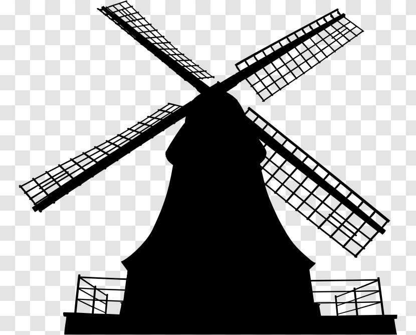 Netherlands Windmill Building Silhouette - Cartoon Transparent PNG