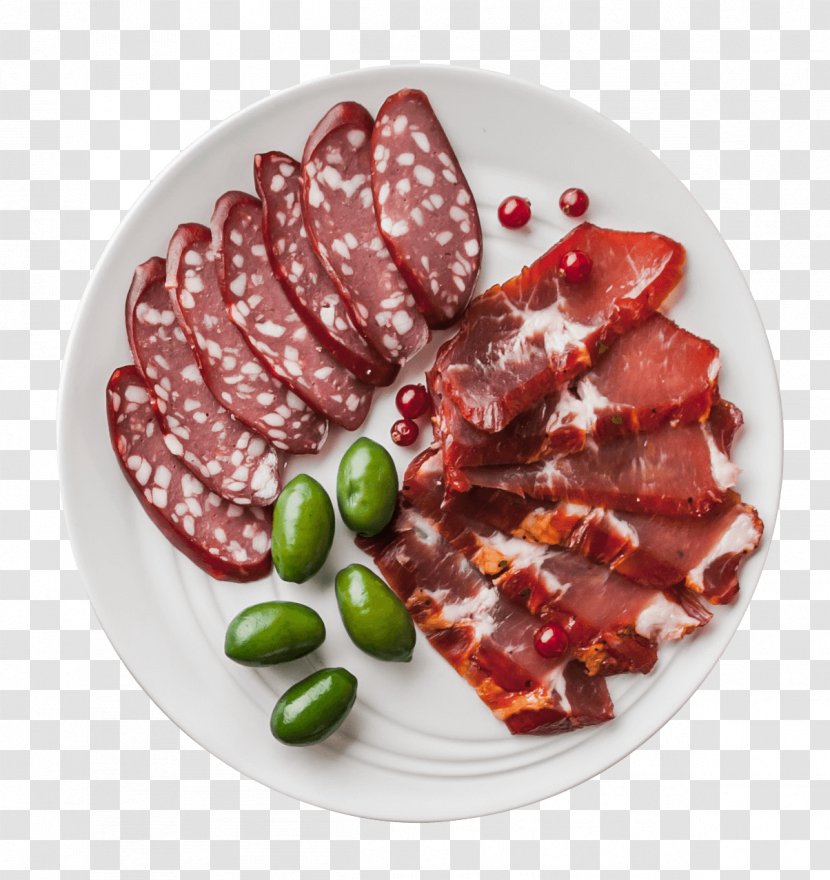 Bresaola Salami Ham Soppressata Prosciutto - Frame - A Meat Dish Transparent PNG