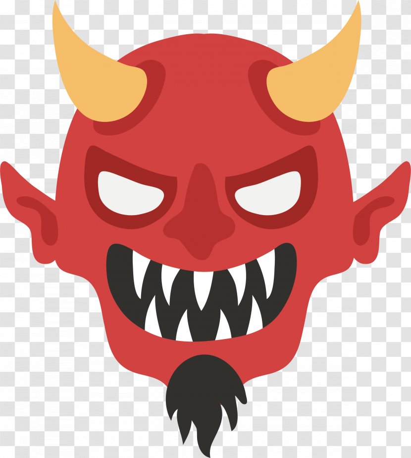 Demon Devil - Drawing - Scary Red Heads Transparent PNG